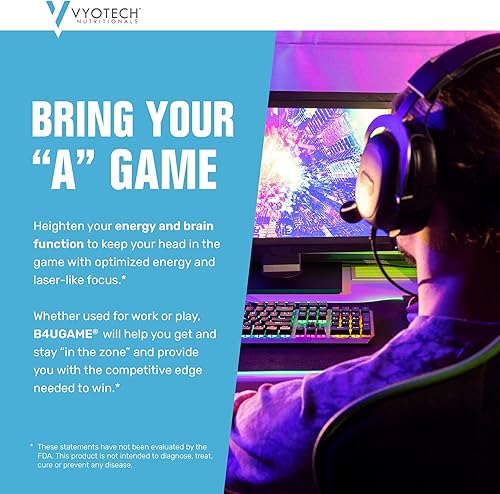 Miniatura 4 de B4UGAME Suplemento de refuerzo cerebral | Rendimiento mental máximo | Nootrópico para concentración, claridad, memoria, estado de ánimo, energía y