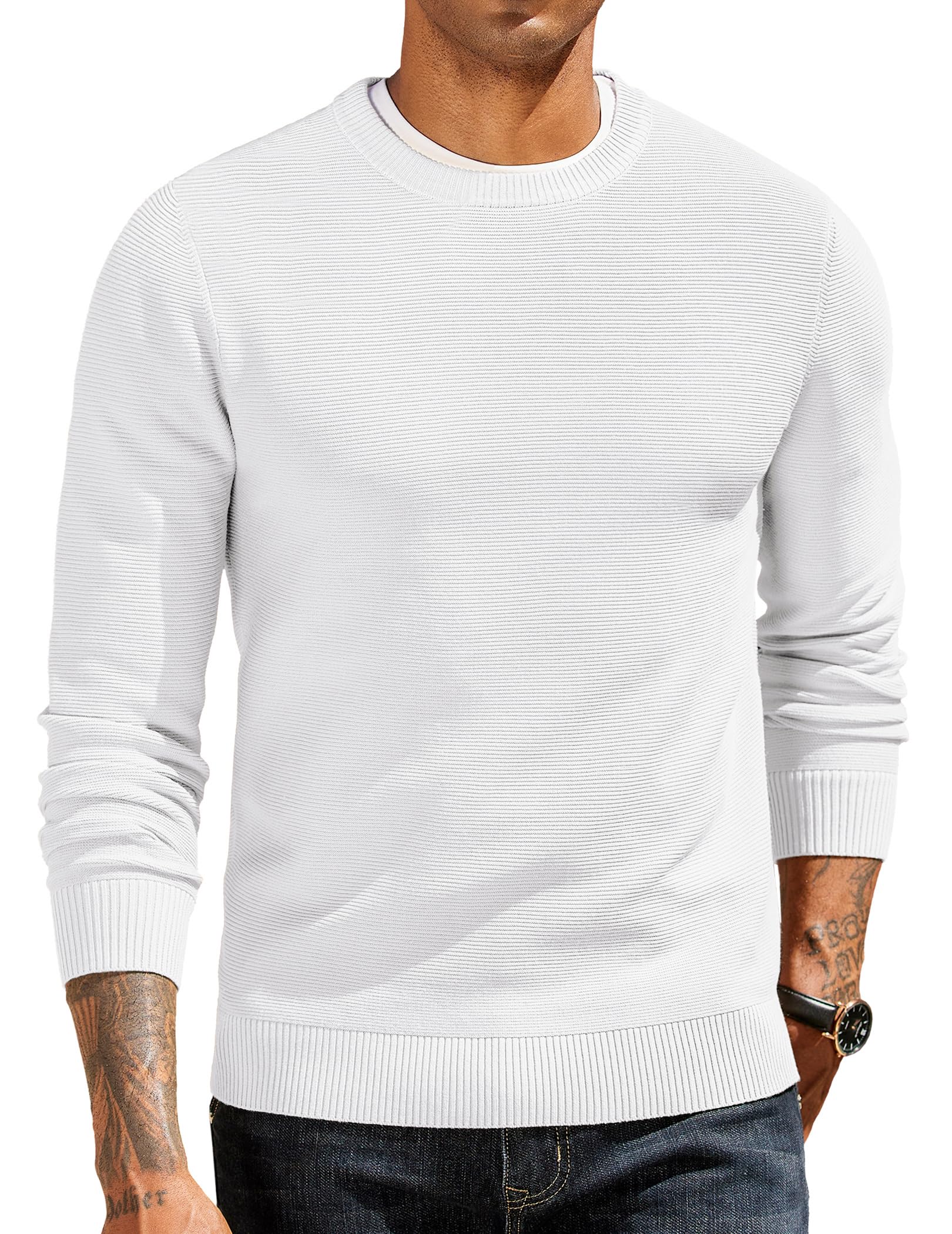 COOFANDY Herren Pullover Langarm Strickpullover mit Rundhalsausschnitt Pulli Casual Business Sweater Winterpullover