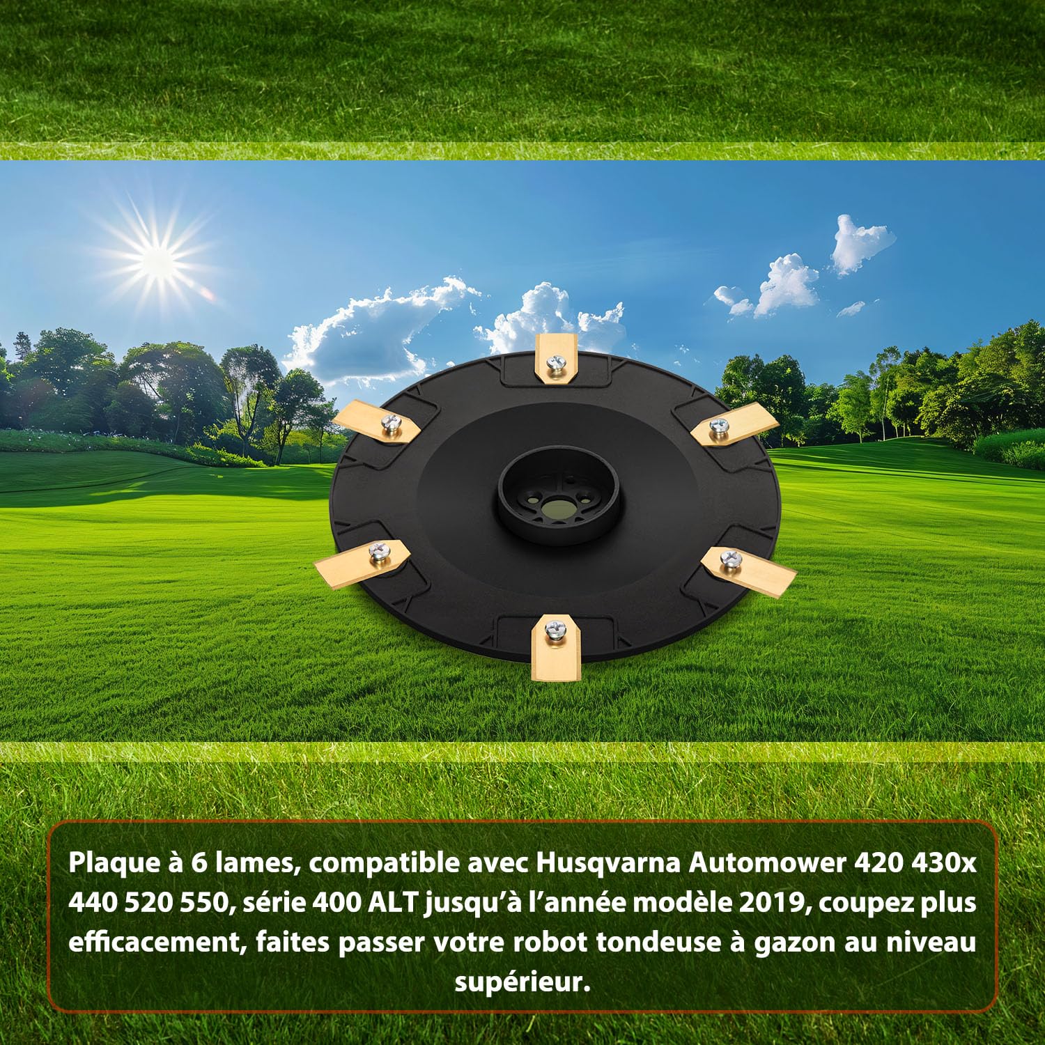 【Coupe Plus Efficace】Plaques de lames + 6 pièces de lames de rechange compatibles avec Husqvarna Automower pour 420,430x,440,520,550 série Jusqu'au modèle 2019,disque pour robot tondeus
