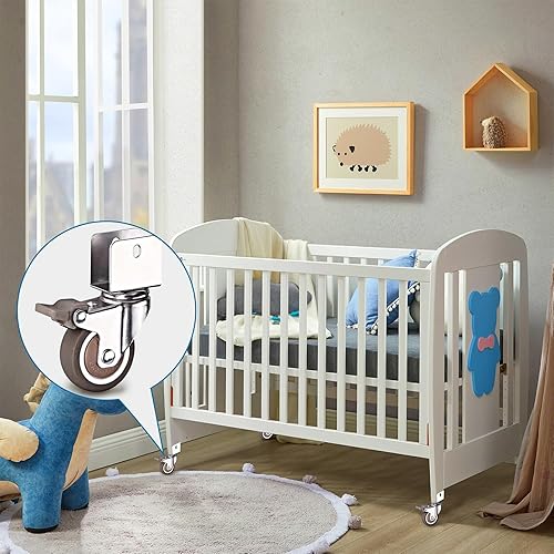 Miniatura 6 de Ruedas giratorias de 2 pulgadas con soporte en U de 1116 pulgadas (0.709 in), rueda giratoria móvil, con ruedas de goma de freno, para capacidad de