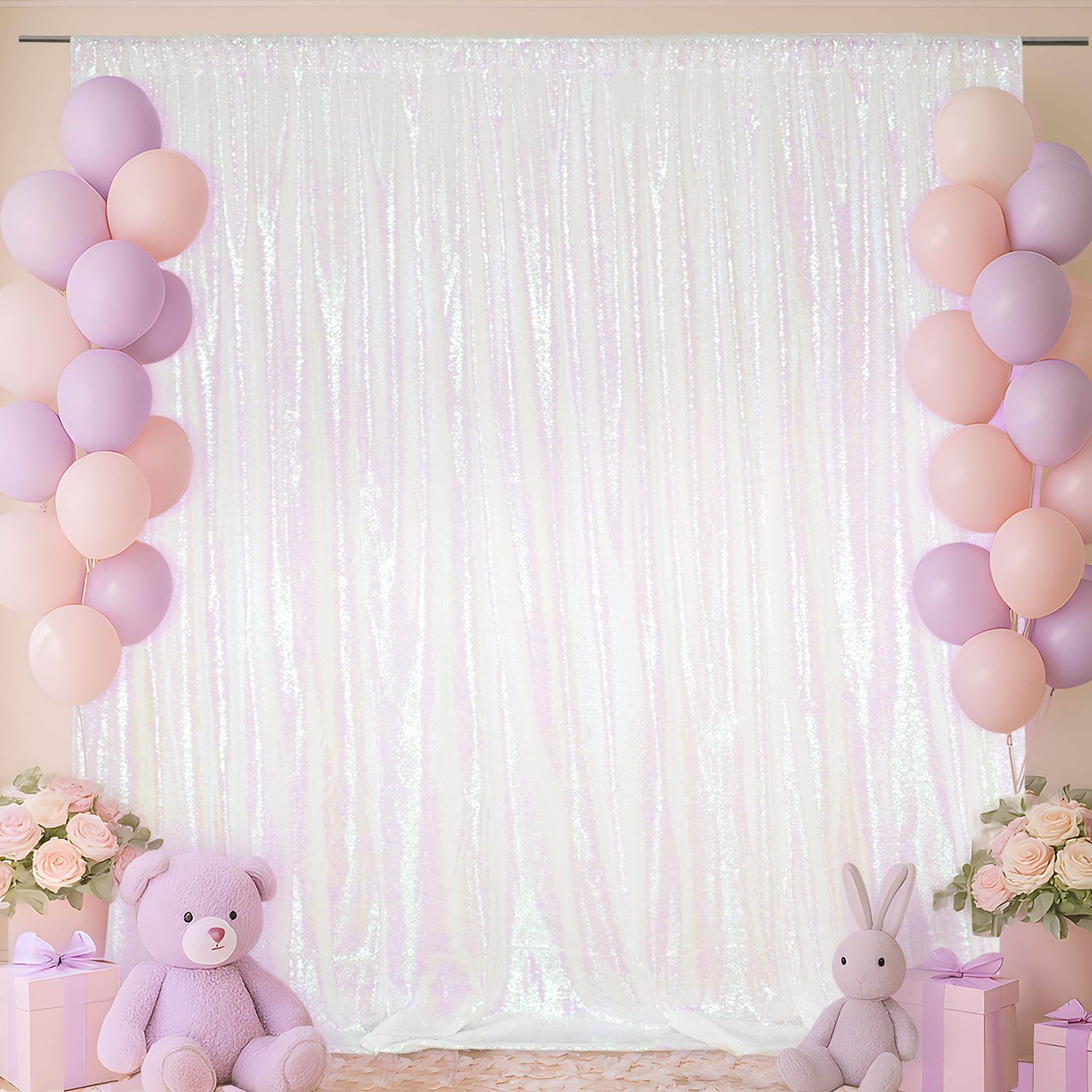 Sequin Backdrop 183x243cm Iridescent Shinny Sequin Photography Backdrop Party Prom Wedding Youtobe Banquet Photo Background (6x8 feet) — view 9