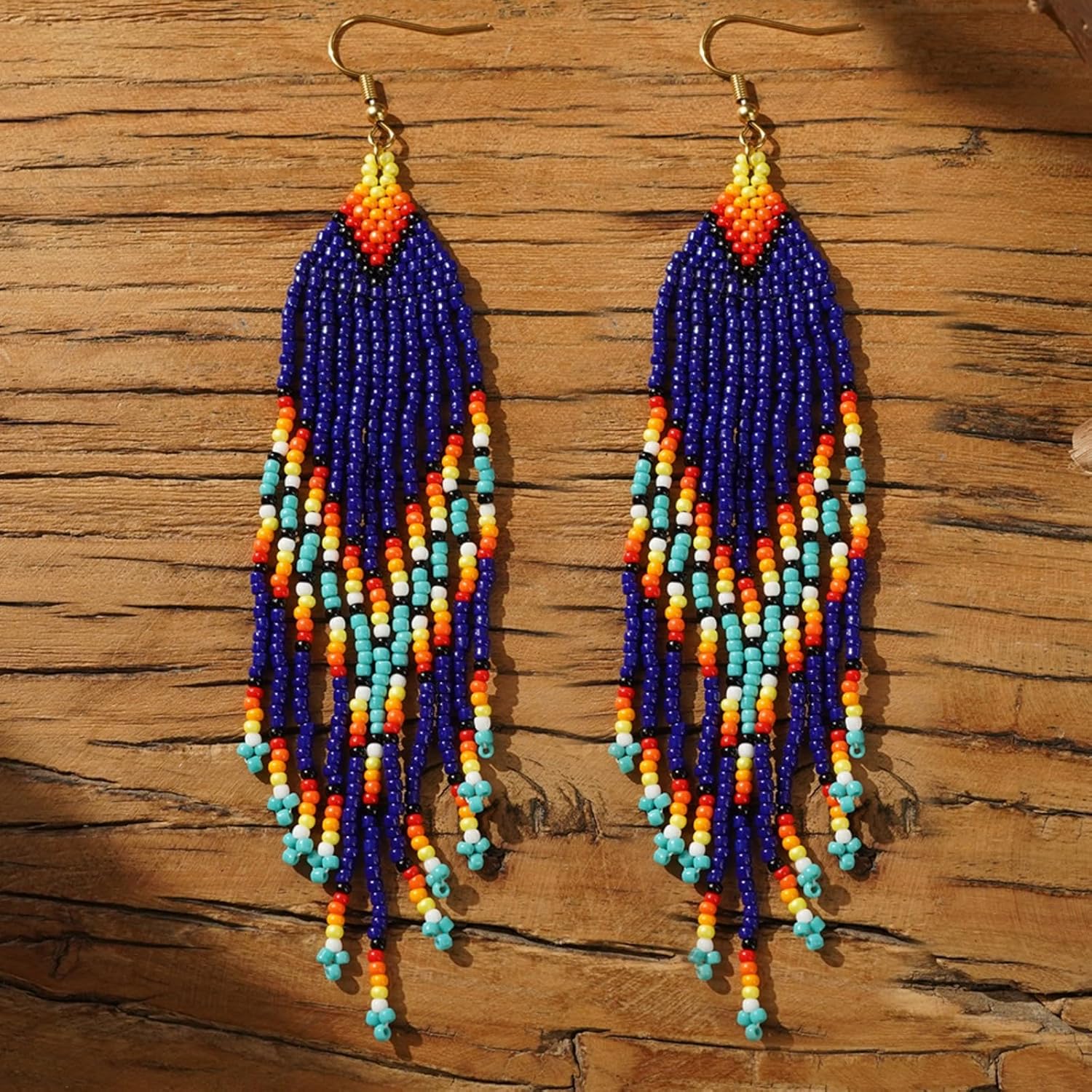 Bohemian Beaded Long Tassel Dangle Earrings for Women, Handmade Jewelry White Tarnish Resistant Lightweight Design, Stylish Accessory for Beach Vacation Party and Gift - Image 5