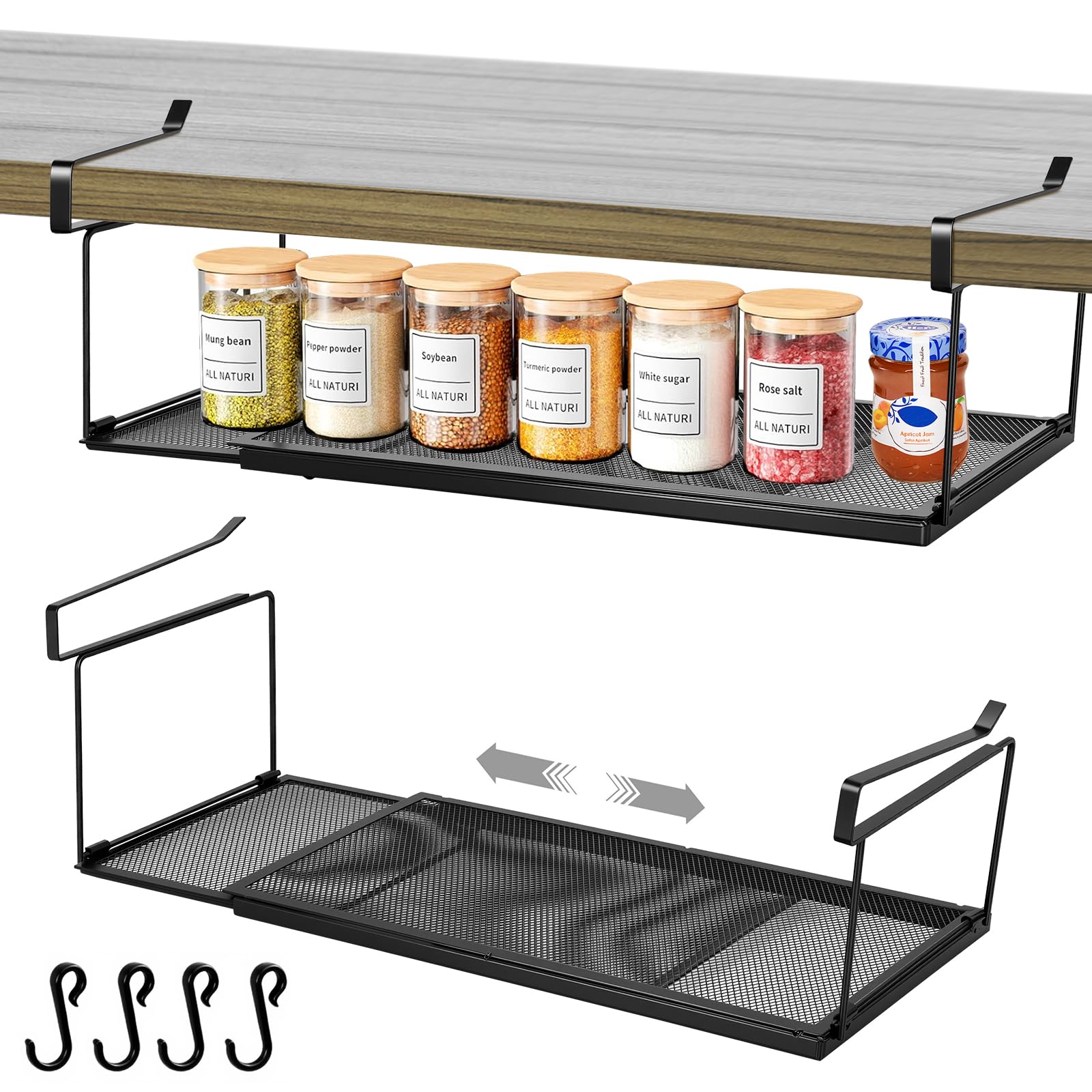 Étagère de rangement sous placard panier suspendu extensible sans perçage