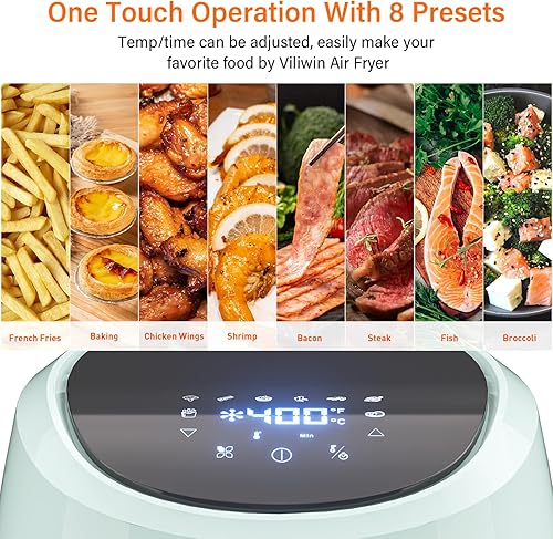 Miniatura 7 de VILIWIN Freidora de aire de 45 cuartos de galón 8 menús preestablecidos con apagado automático temporizador de 30 minutos ajustable y forros de