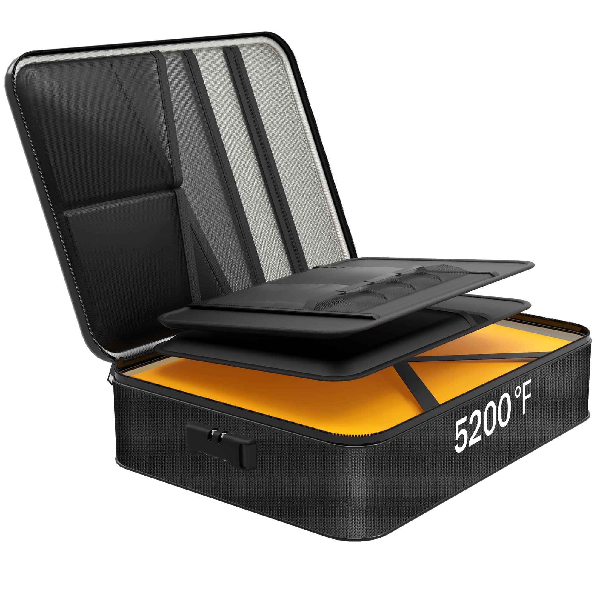Noiposi 5200℉ Fireproof Document Box with Lock, 8 Layers Heat Insulated Fire Proof Money Bags,Fireproof Documents Organiser Storage Case for A4 Files, Certificates, Passports, Cash, Contract(XL)