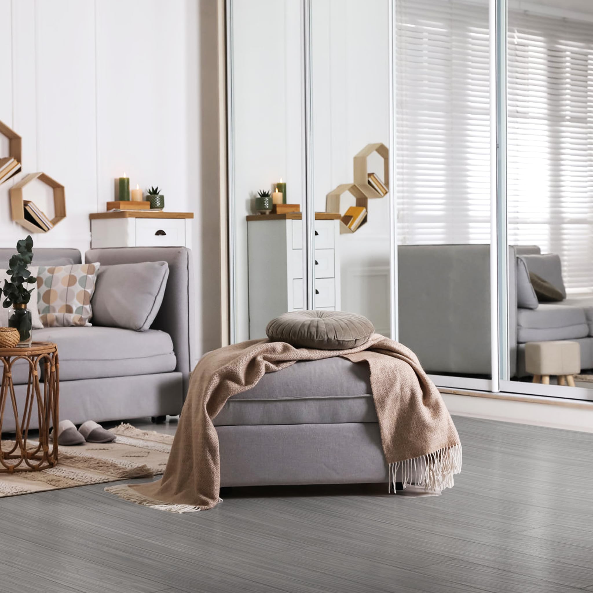FIVMEN Suelo de PVC para suelo de vinilo, autoadhesivo, 5 ㎡, azulejos adhesivos, aspecto de madera, baldosas de vinilo, suelo de venilo, clic para cocina, baño y salón, 36 unidades, W02