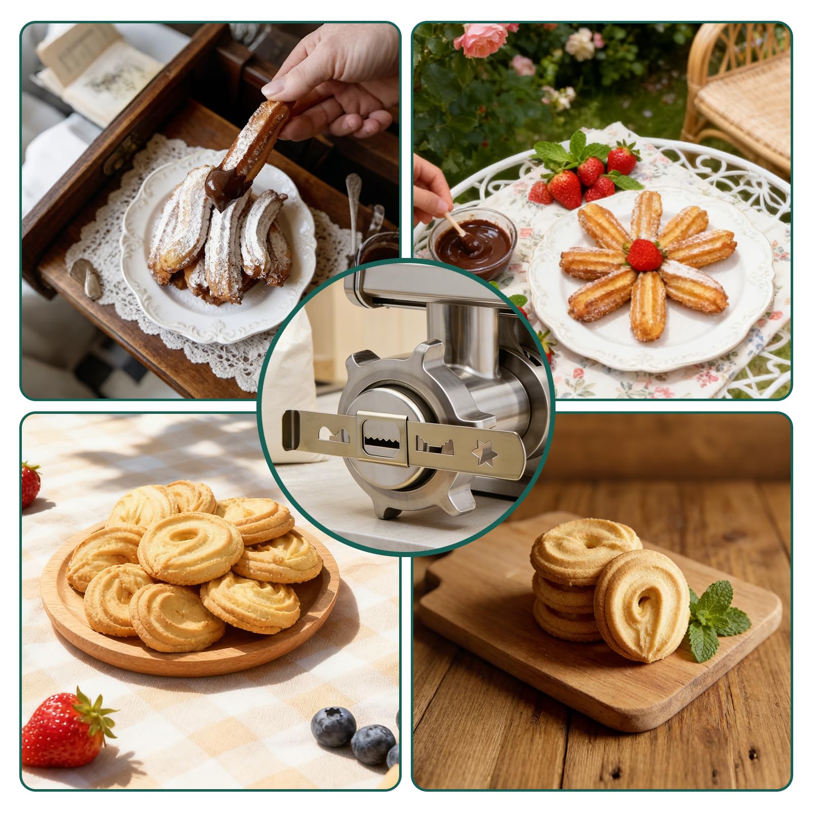 Accessoire Pâtisserie Pour Hachoir En Acier Inoxydable 5#, Presse a Biscuit Avec 1 Anneau De Raccordement Et 2 Disques 8 Motifs, Ustensiles À Pâtisserie Et Accessoires De Pâtisserie Et De Cuisson