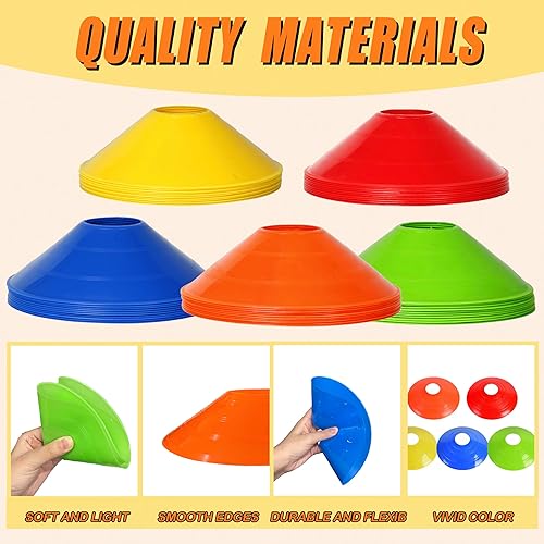 Miniatura 3 de Conos de disco para entrenamiento deportivo, paquete de 2550 conos de fútbol de agilidad con bolsa de transporte y soporte, fútbol, fútbol,