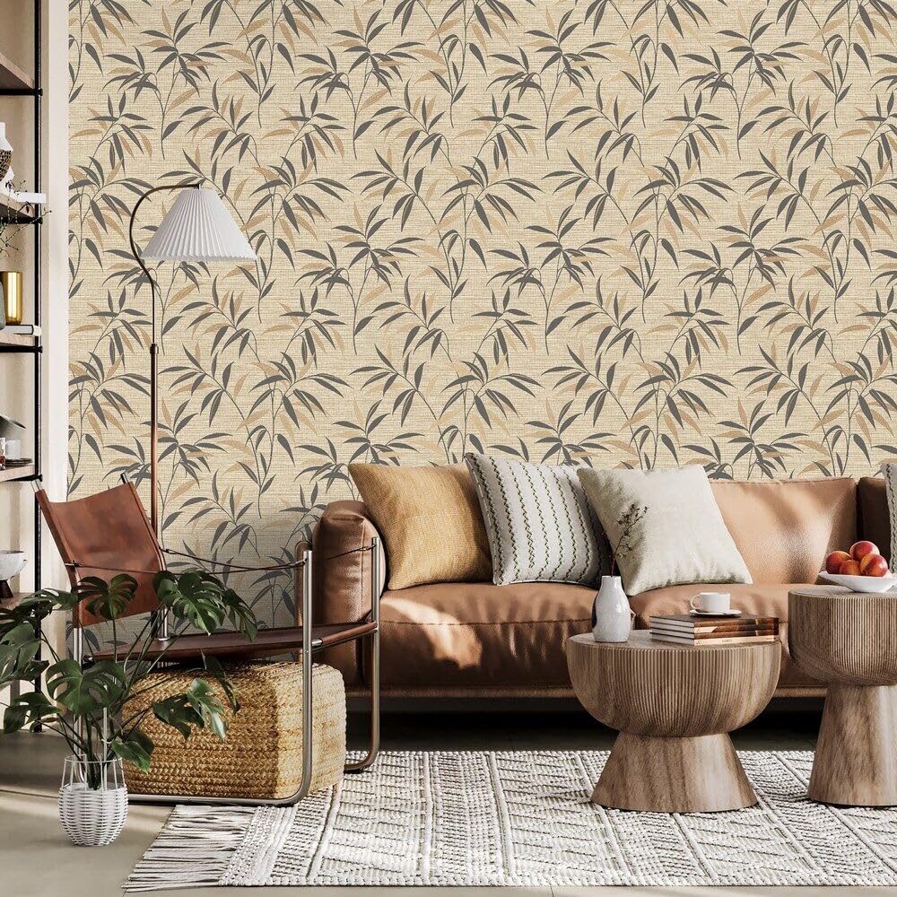 Wallpaper Empire Neutral Crown Luxe - Fusion Weave Metallic Wallpaper (Fusion Leaf Natural)