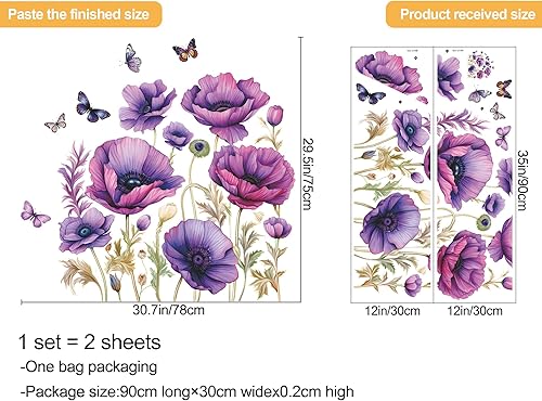 Miniatura 9 de Calcomanías de pared de acuarela 3 jarrones, flores coloridas, calcomanías de pared florales en jarrón, calcomanías de pared para bricolaje, plantas