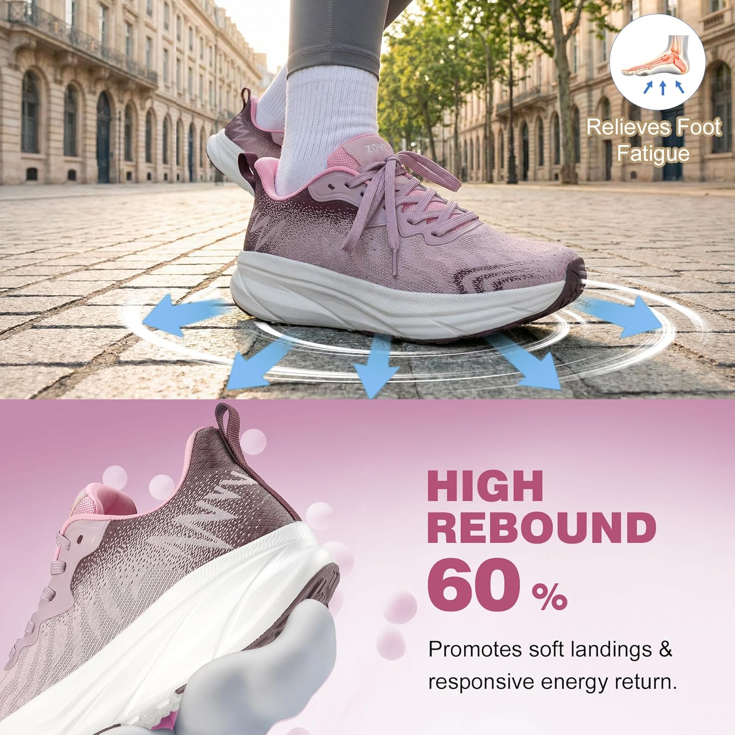 ZOVE Womens Walking Shoes Cushioning Comfortable Tennis Running Shoes Arch Support 3D Woven Breathable Lightweight Gym Workout Athletic Fashion Platform Sneakers
