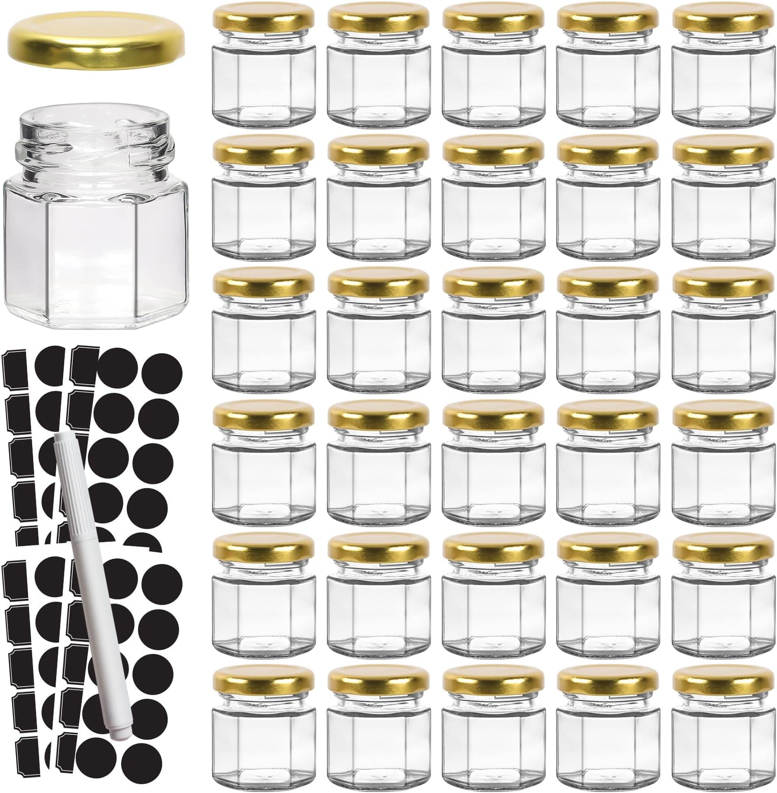Amazon.com: Encheng 1.5oz Mini Glass Jars Bulk Set of 70,Round Small ...