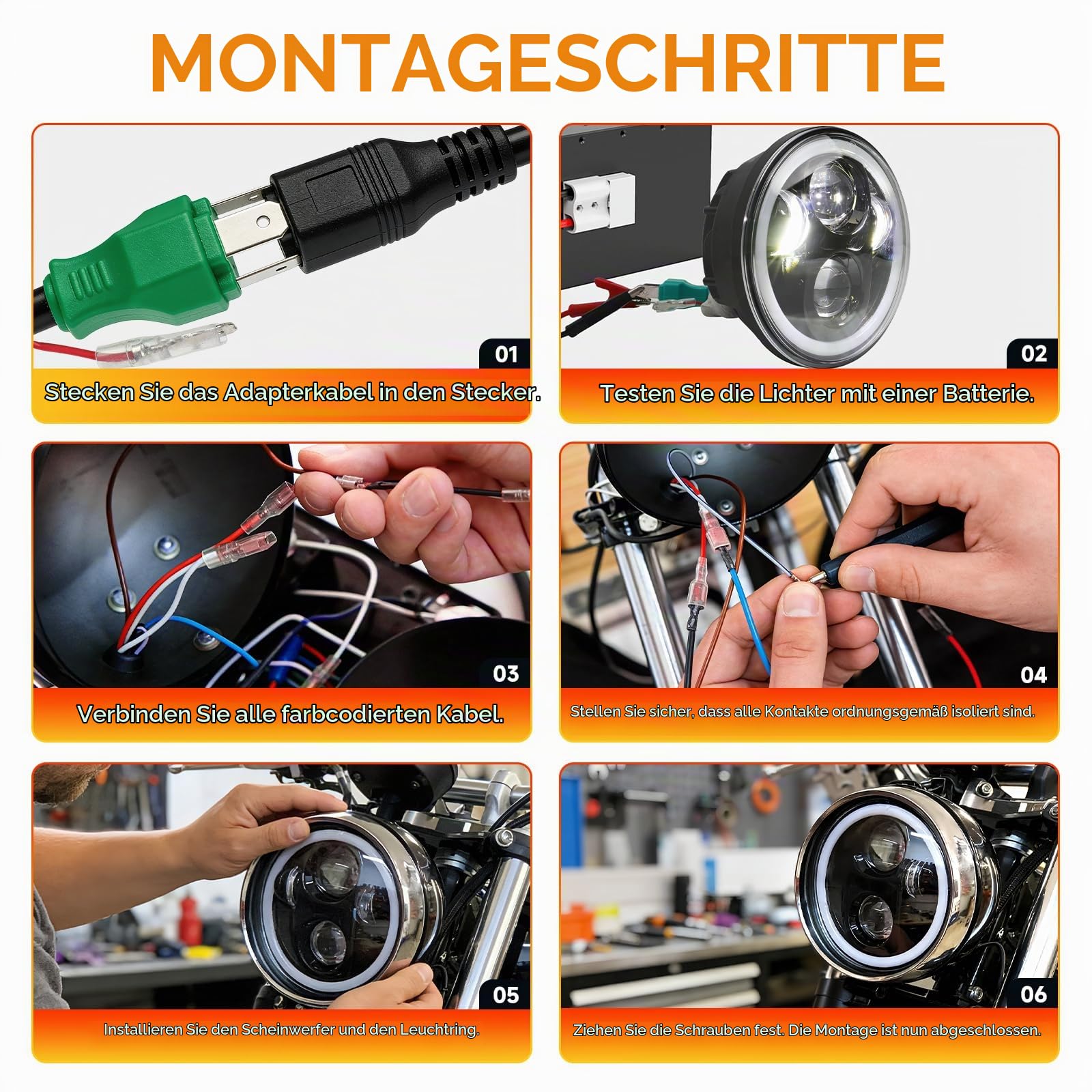 DREAMIZER 5,75" LED Motorradscheinwerfer kompatibel mit Simson S51 S70 S50 S50B Tuning, 12V Motorrad Rundscheinwerfer mit Tagfahrlicht, Fern und Abblendlicht, 7500K, IP67 wasserdicht, Plug & Play