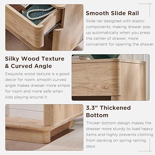 Miniatura 7 de ACCOHOHO Moderna mesita de noche con estación de carga, mesita de noche de 22 pulgadas de ancho con cajón de almacenamiento y estante abierto,