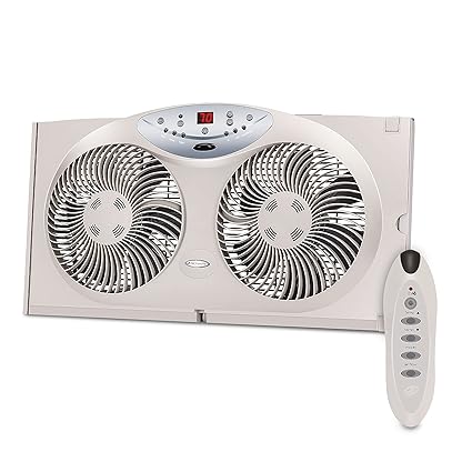 Bionaire Twin Reversible Airflow Window Fan with Remote Control- multicolour.