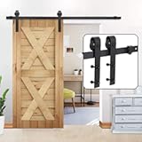Smartxchoices 6.6FT Barn Door Hardware Kit Single Sliding Door Rail Track with Roller Stopper,Heavy Duty,Slide Smoothly Quietly,Easy Install with Installation Instruction, Fit 36"-40" Wide Door Panel