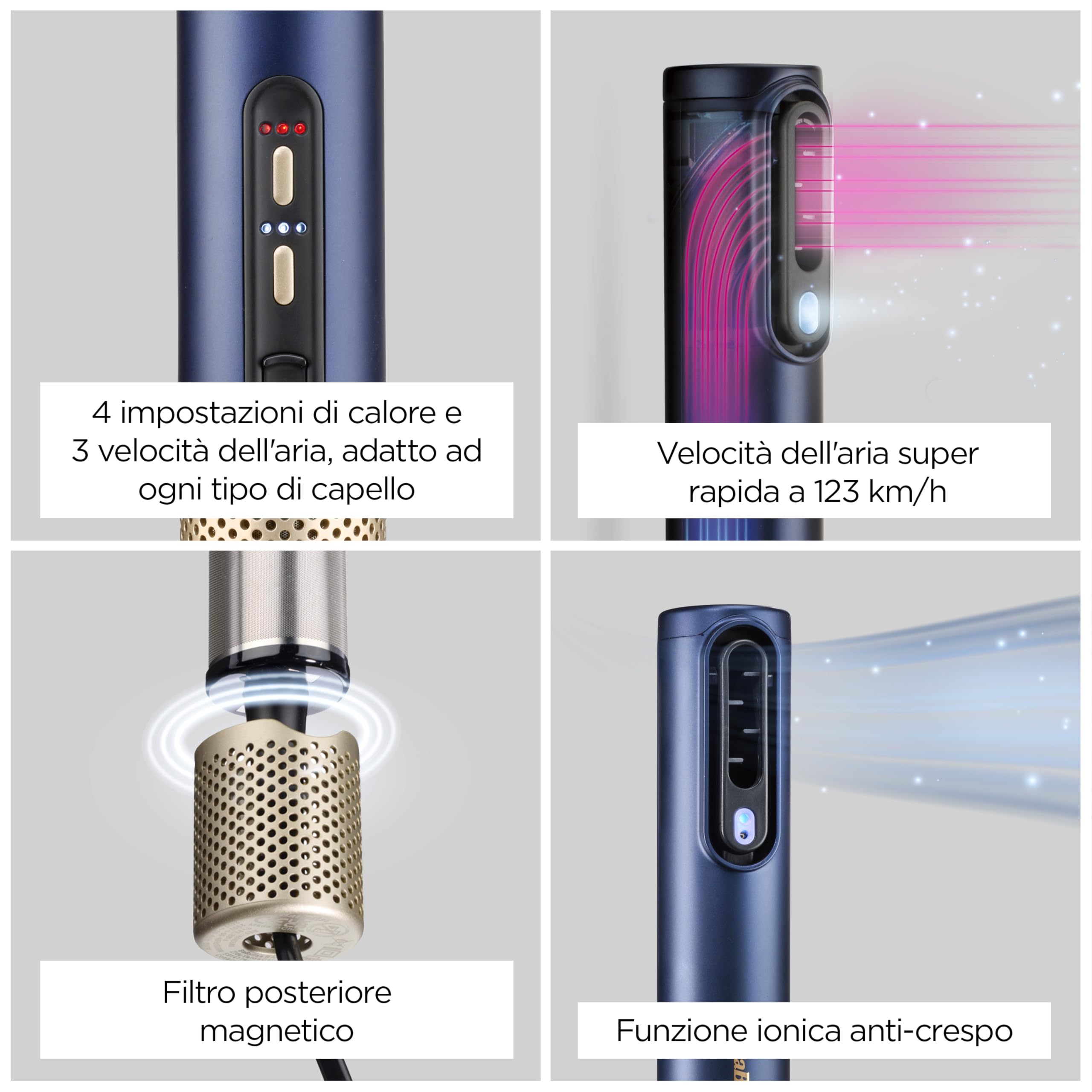 BaByliss Air Wand, Asciugacapelli, Piastra Lisciante e Styler, Tutto in uno, da capelli bagnati ad asciutti, anti-crespo, nessun danno da calore, 3 accessori, AS6553E - Amazon Exclusive