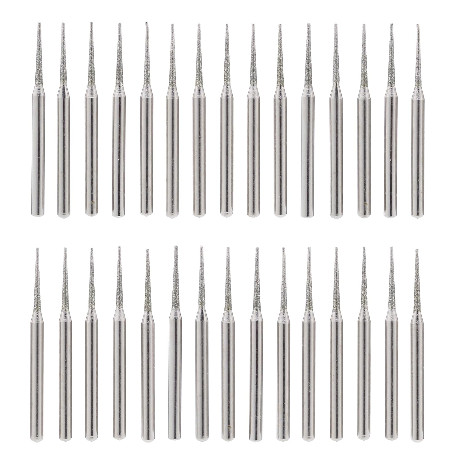 3.2mm Diamond Rotary Tool Burr, Tapered Shape Engraving Tool Bits 1/8 inch Shank, Grinding Carving Set for Dremel Grinding Bits Accessories Pack of 30pcs