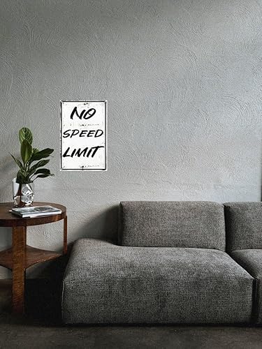 Miniatura 4 de Letrero de metal sin límite de velocidad Decoración de pared rústica de estaño para habitación de niños, entusiastas de los automóviles y temas de