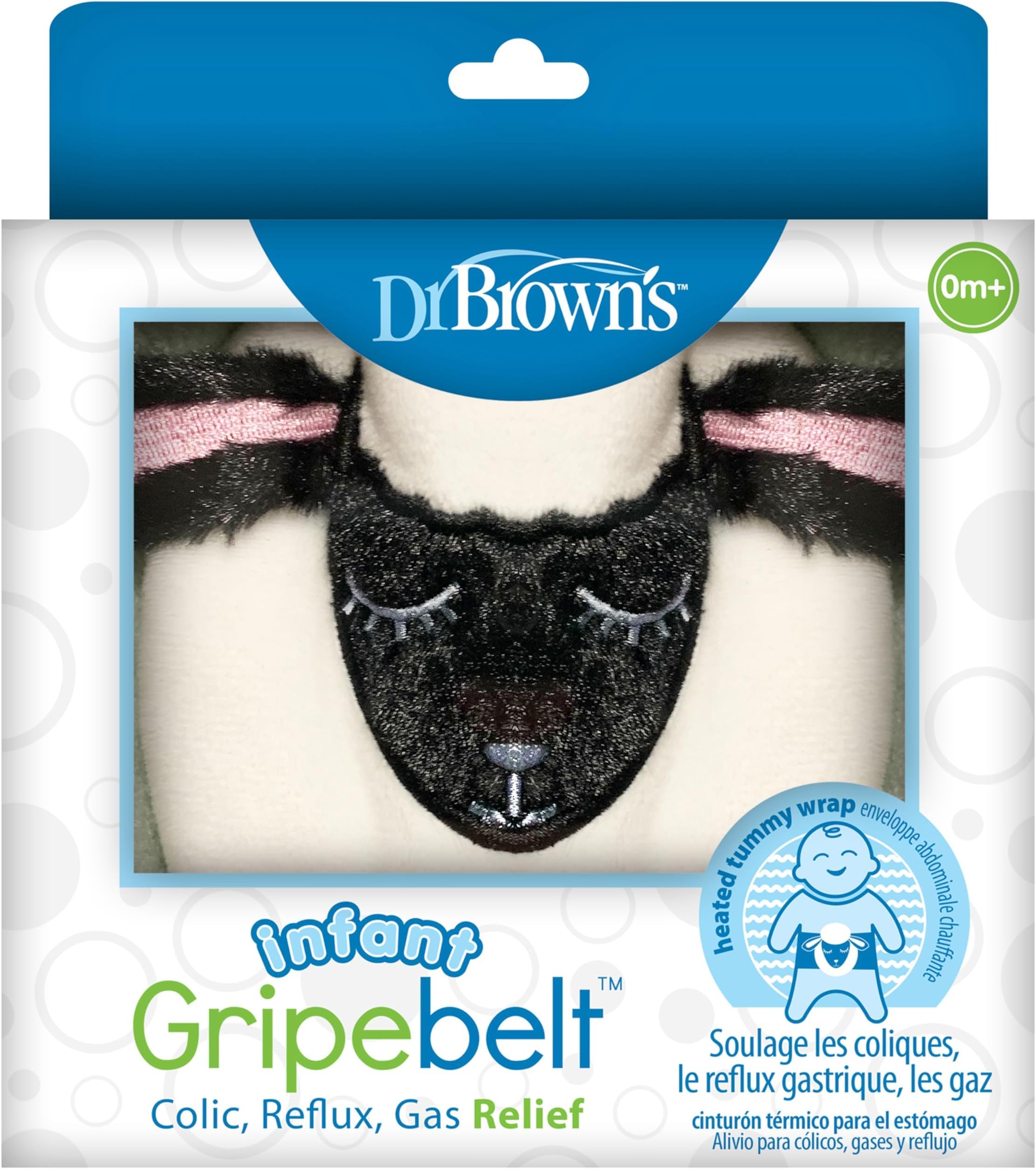 Dr. Brown's Infant Gripebelt Heated Belly Band, Soothe Baby's Tummy with Gentle Warmth and Compression, Lamb, 0m+ (Pack of 6)