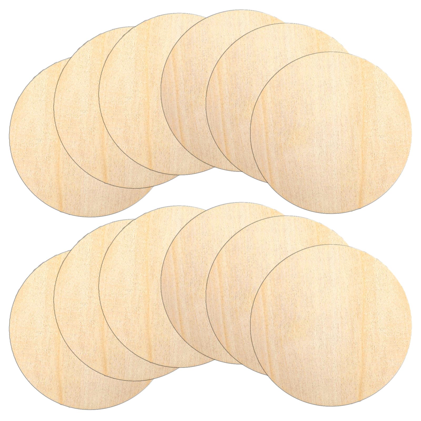 12 Pcs 6 Inch Wood Rounds for Crafts, Unfinished Natural Wood Round Circle Wooden Sign Blank for DIY, Painting, Engraving, Home Decoration, Door Hanger Sign