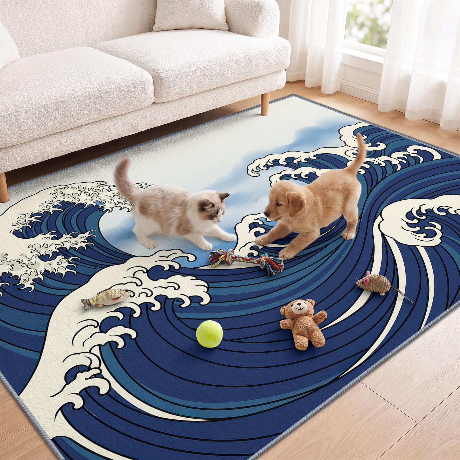 Générique Vague Bleu Doux Tapis 80x150 cm