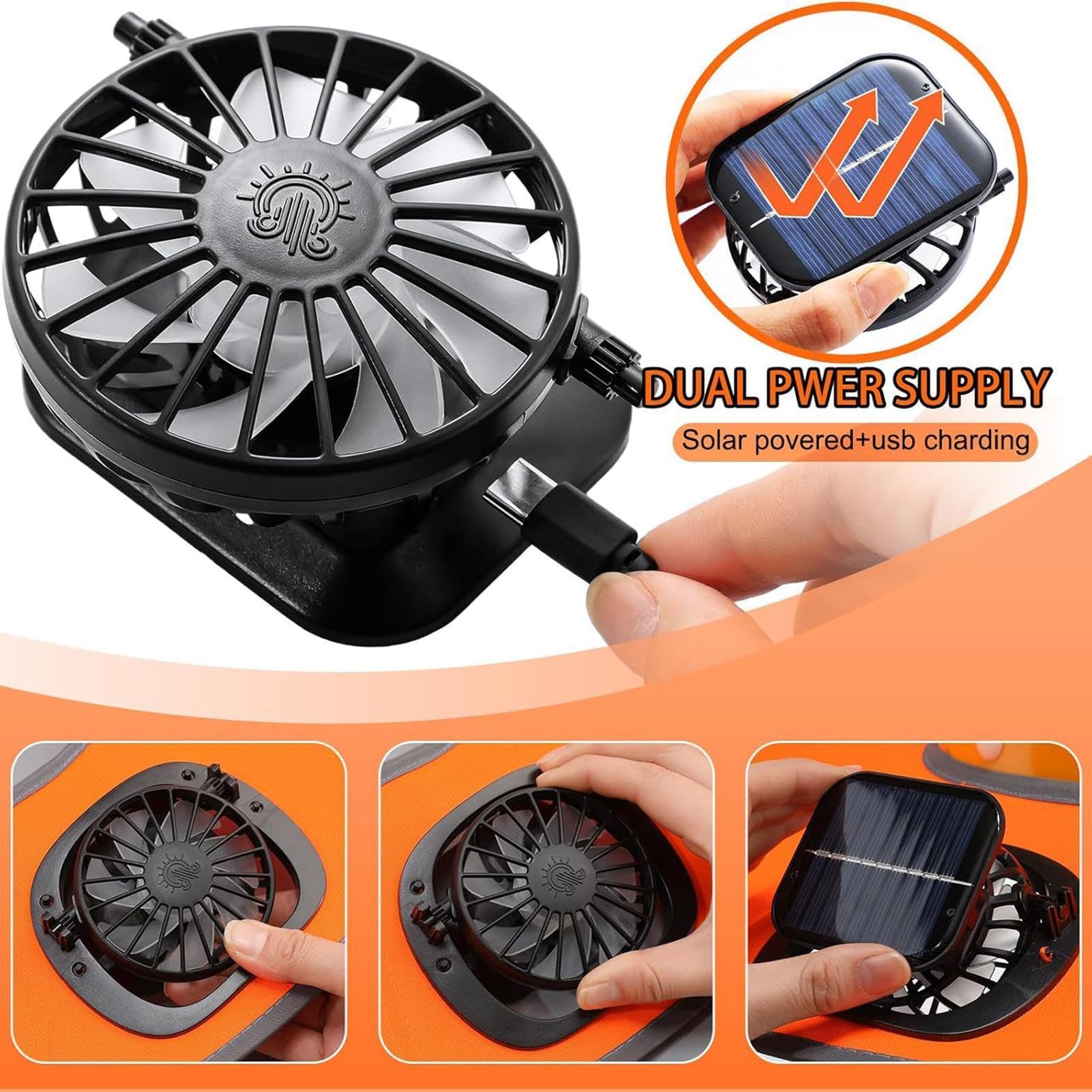 Visiera per casco protettivo, bandana traspirante con ventilatore solare, protezione UV per viso e collo, per cantiere, attività all'aperto, giardinaggio, escursionismo, ciclismo e campeggio