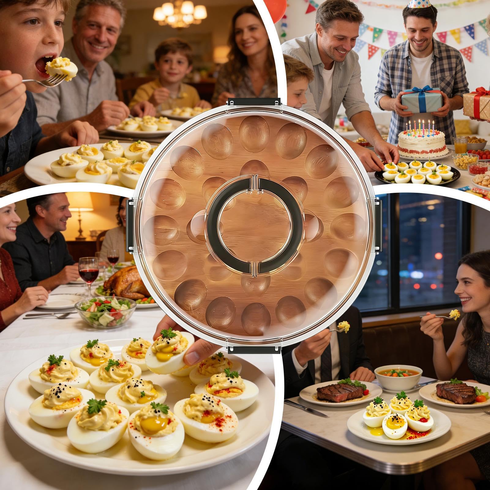 Portauova Ripieni Organizzatore da 24 Posti con Coperchio | Portauova Per Uova Alla Diavola per Catering Buffet Tavolo Piano Cucina Casa Festa Antipasto Pasqua Ringraziamento Cena di
