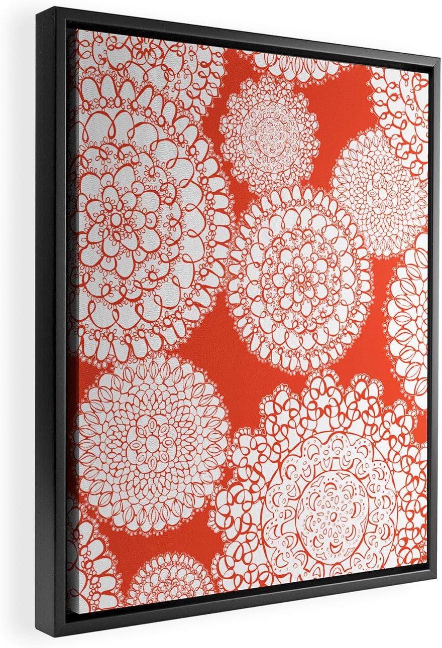 Deny Designs Heather Dutton Delightful Doilies Saffron Black Framed Art Canvas, 8" x 10", Orange