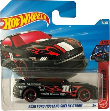 Hot Wheels 2020 Ford Mustang Shelby GT500 [Black] Night Speed 2/10, 10/250-164 Scale Diecast Toy Vehicle