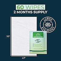 Vista 2 de NOVEHA 60 toallitas de aceite de árbol de té para párpados y pestañas, con ácido hialurónico, té verde y manzanilla para blefaritis, picazón y ojos