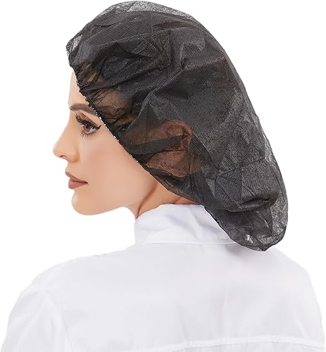 Miniatura 4 de ZMDREAM Gorra Bouffant con Redecilla Desechable para Laboratorio de Cocina y Belleza 21 y 24 Pulgadas Blanca y Negra