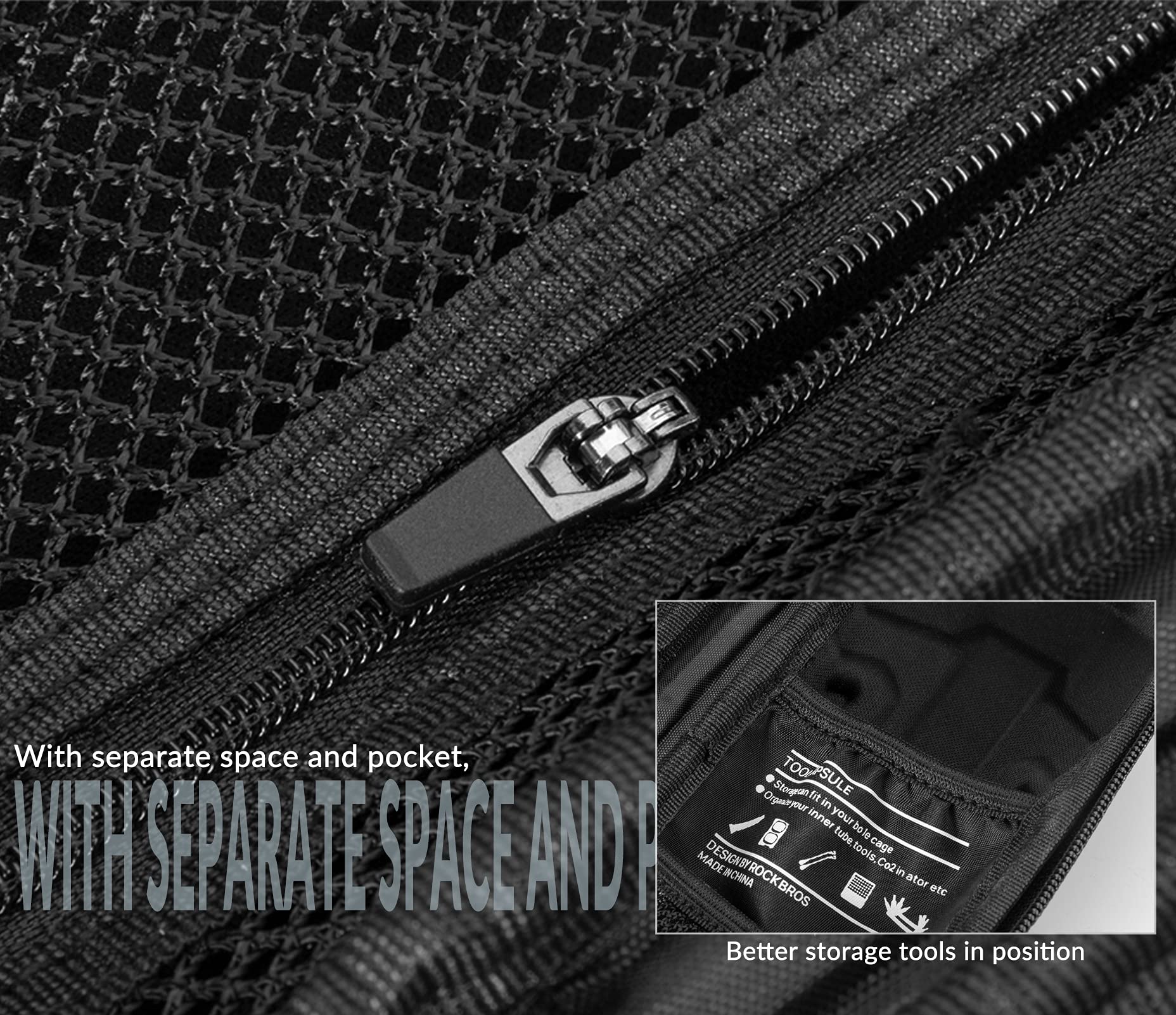 ROCKBROS Sacoche Outil Vélo Style-Bidon Sac Cadre VTT Multifonctionnel Sac de Kits Réparation Rangement Étanche Portable Compartiment Interne Vélo Route pour Mini Pompe Clé Tournevis Noir (Non Outil)