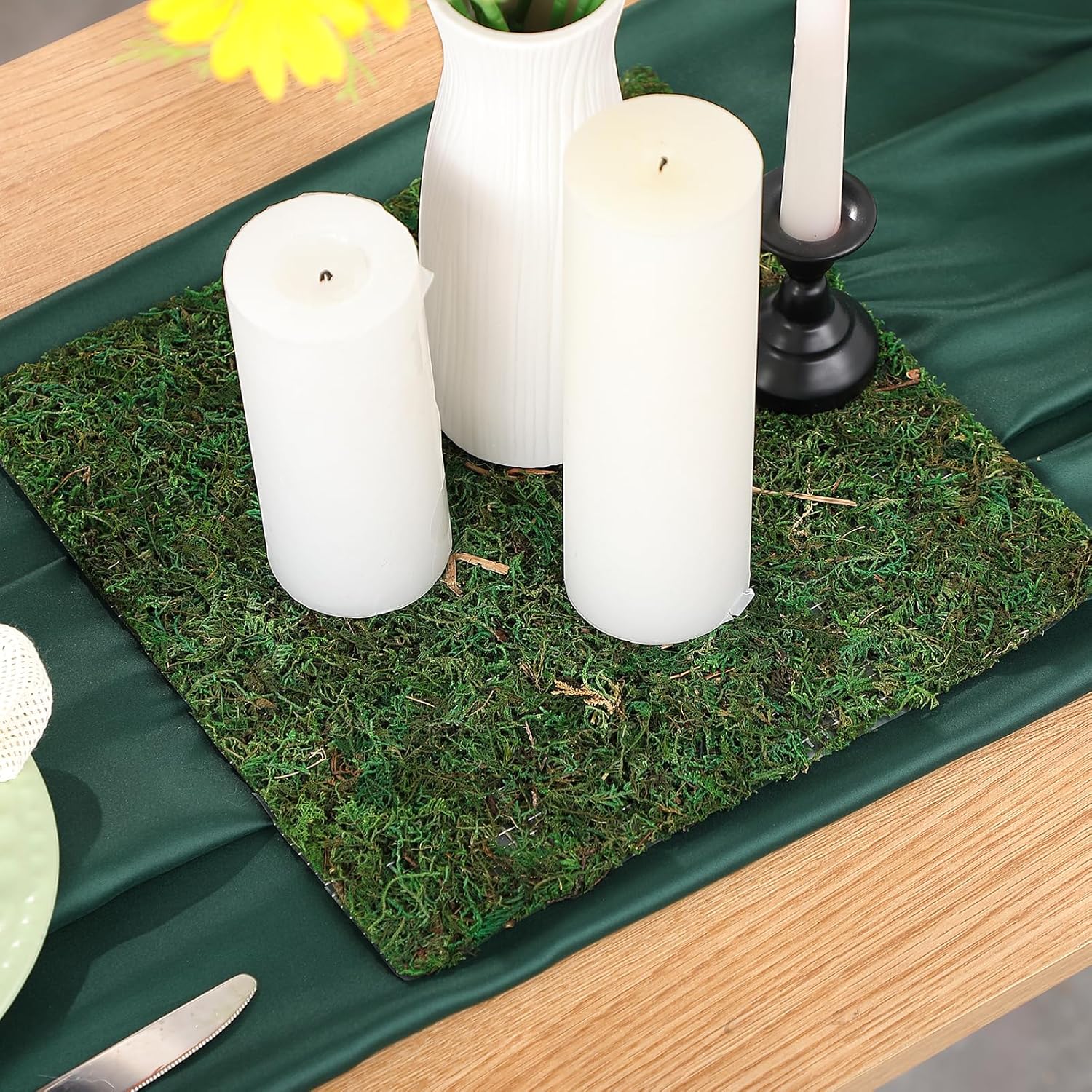 Canlierr 6 Pack Dried Moss Mat for Spring Table Centerpieces, 12 x 12 Inch Square Mat for Wedding Baby Shower Party Decor, DIY Crafts, Fairy Miniature Gardens Accessories