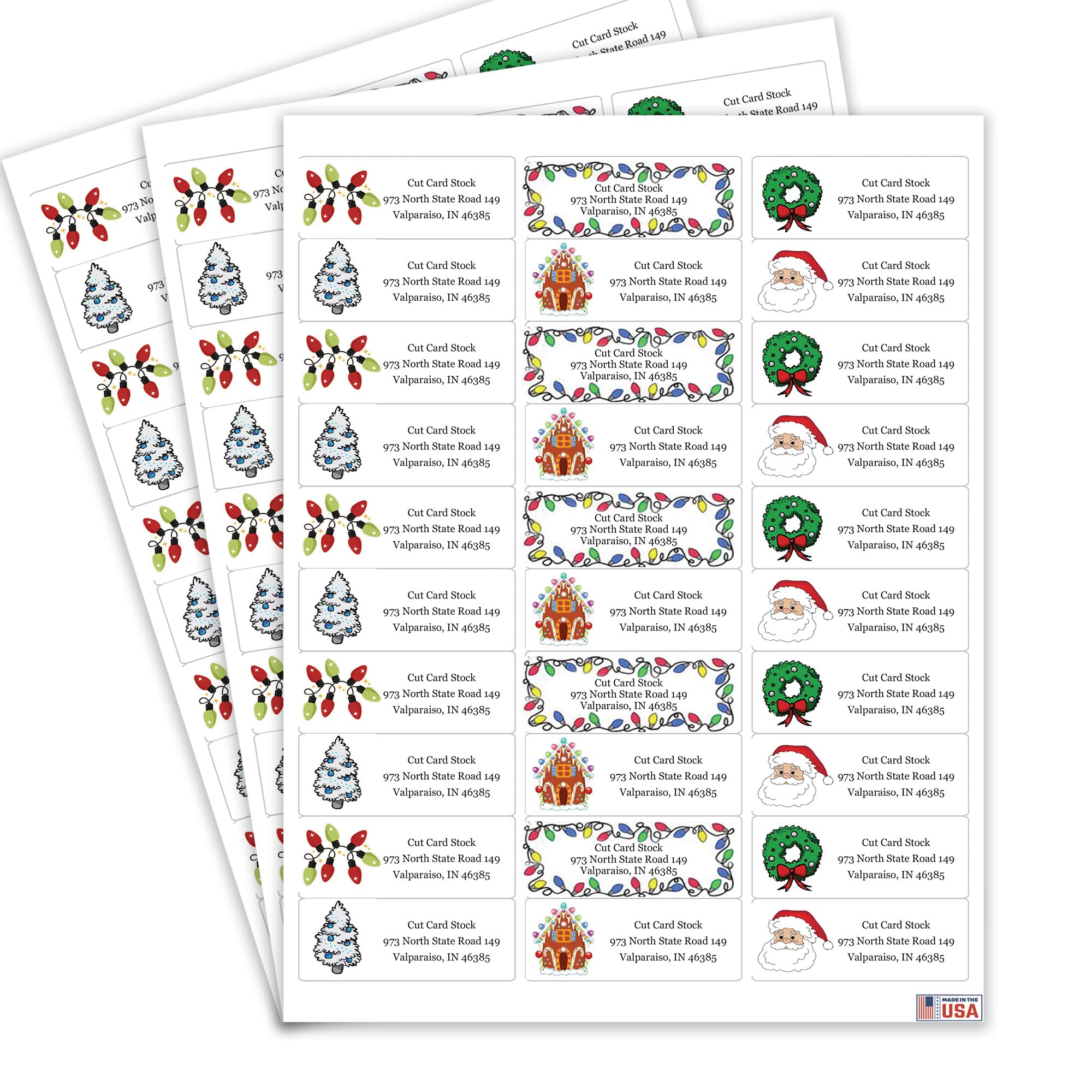Christmas Return Address Labels Personalized - 120 Holiday Theme Stickers  With Envelope Seals 1 1/8 Inch Fork Spacers, image size:2000x2000