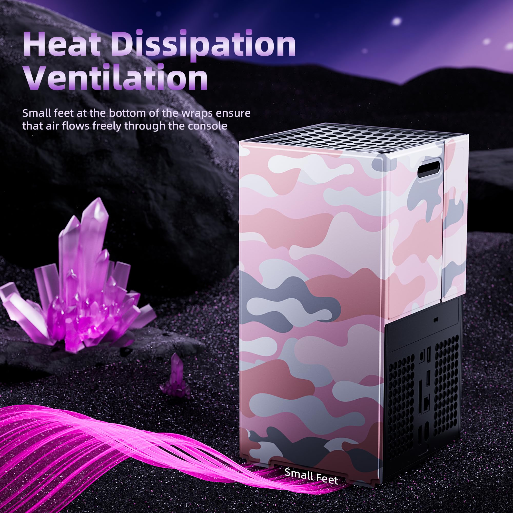 Mytrix Wraps for Xbox Series X Console Pink Camo, Custom X-Box Series X Cover Skin, Magnetic Protective Case for Easy Installation ,Full Protection
