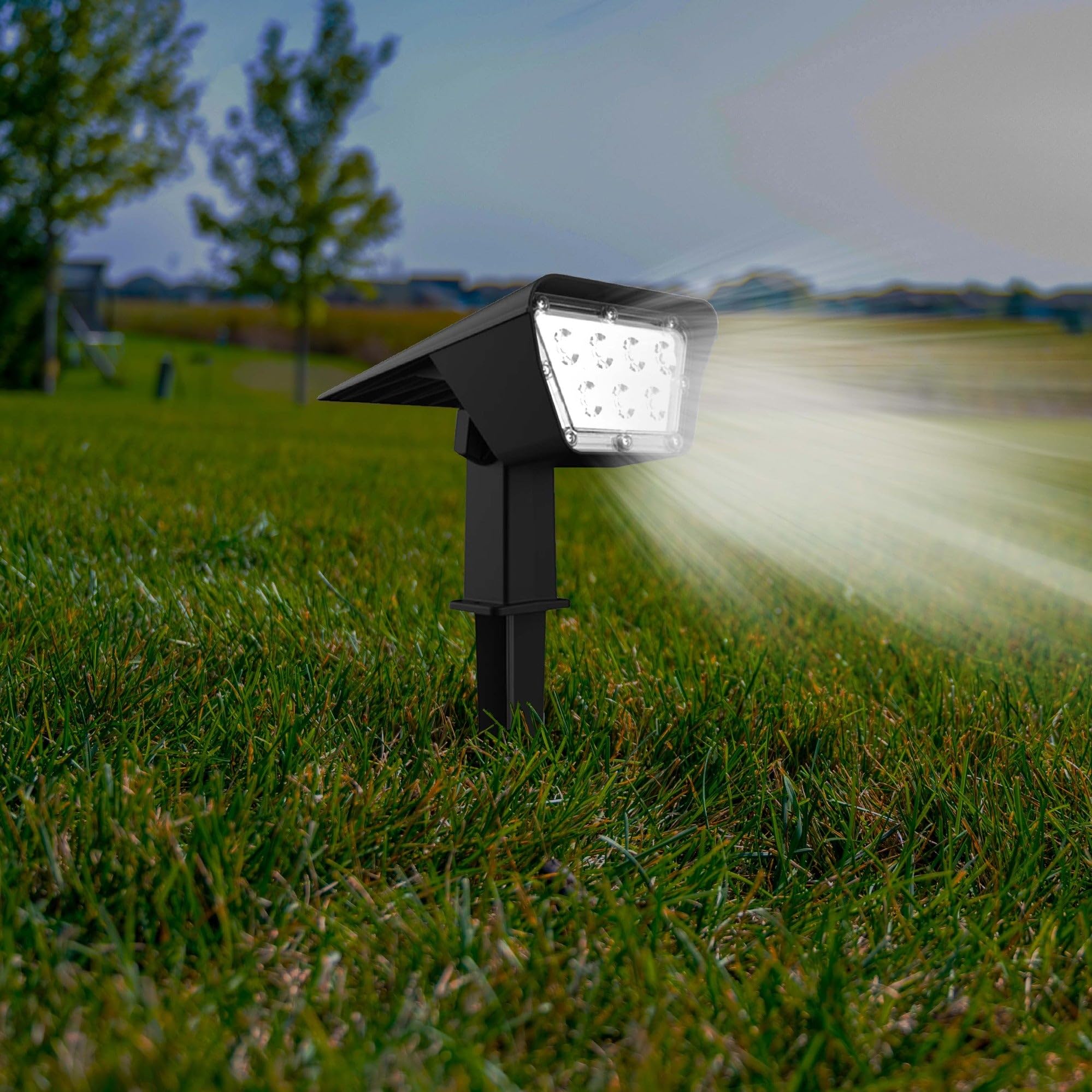 Lumisky Zestaw 4 reflektorów solarnych 2 w 1, do montażu prostokątnego, wydajnego ściemniania LED CURTIS, 31,5 cm, 4 sztuki w zestawie