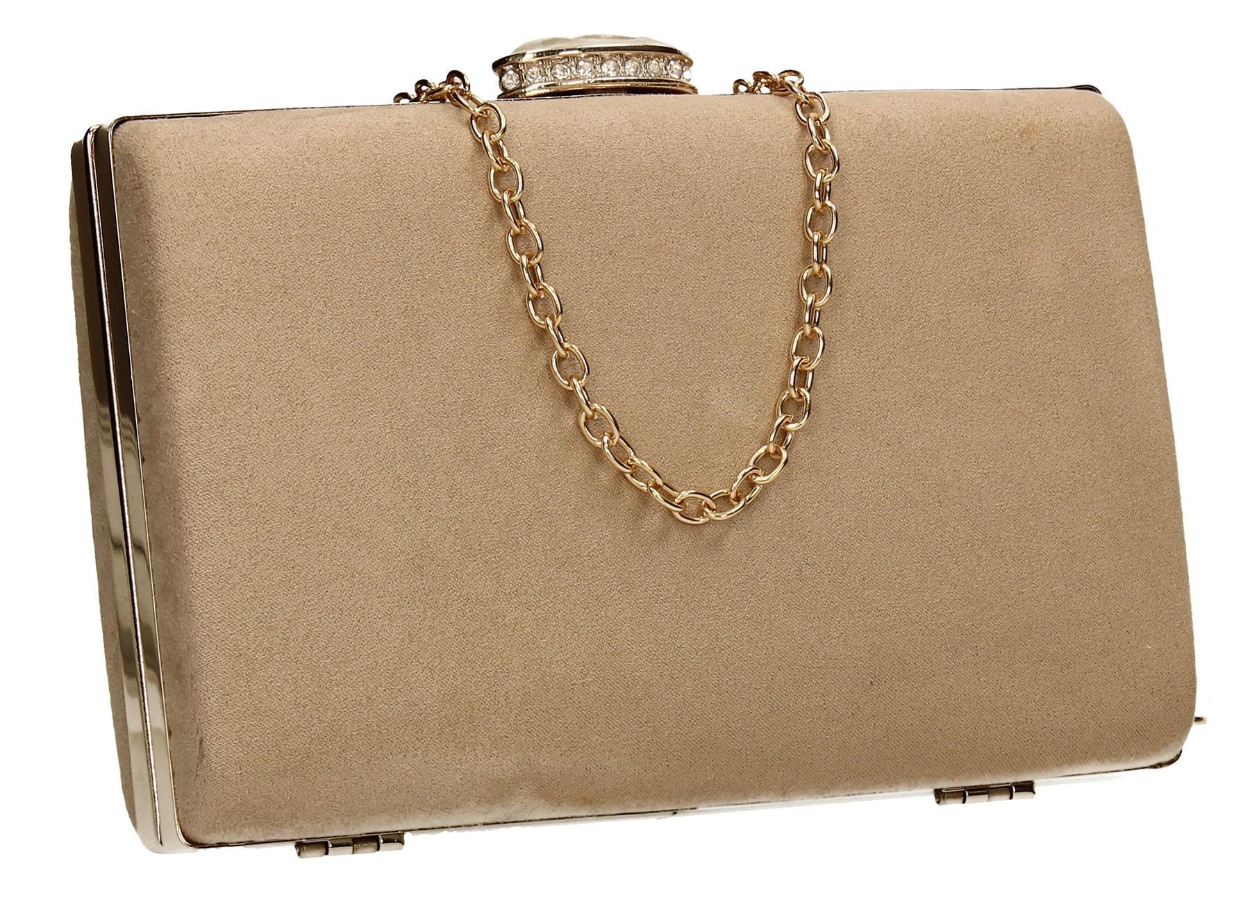 SwankySwans Surrey Suedette Velvet Womens Elegant Ladies Party Prom Wedding Bridal Box Clutch Bags - Nude One Size
