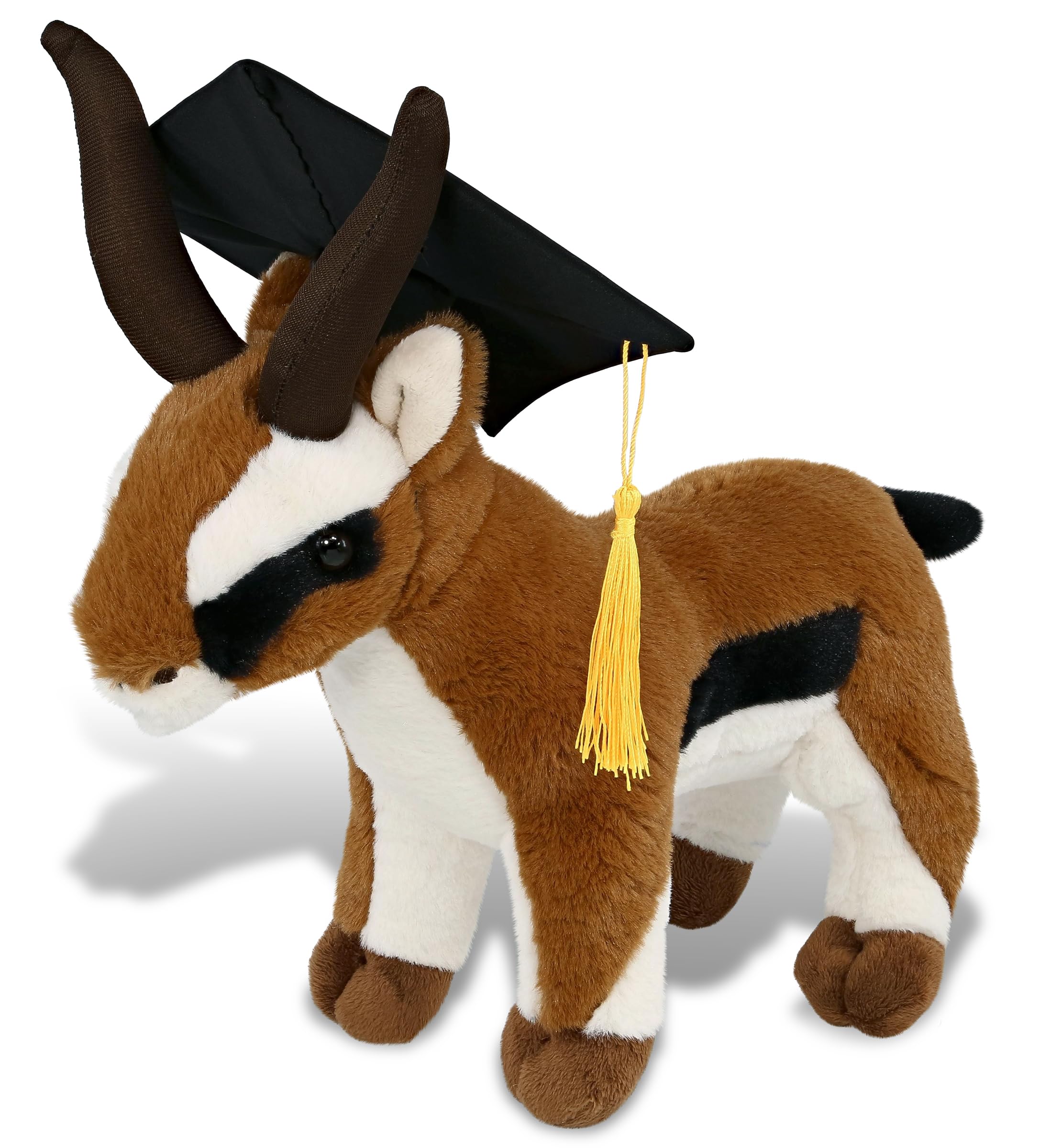 DolliBu Antelope Graduation Plush Toy - Soft Antelope Plush Graduation Stuffed Animal Dress Up with Gown and Cap with Tassel Outfit - Gift with Personalization - 11 Inches