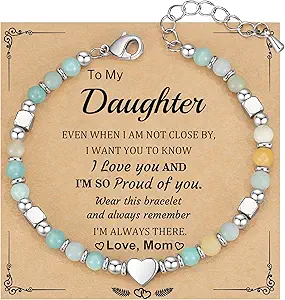 Christmas Gifts for Women, Stocking Stuffers for Teens Beaded Bracelets for Women Gifts for Mom Christmas Gift Mothers Day Gift for Grandma Daughter Bonus Mom Nature Stone Bead Bracelet Graduation Jewelry for Her 2026