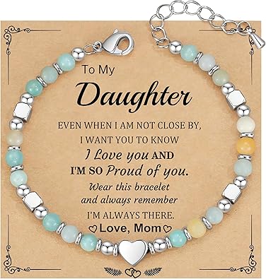 Christmas Gifts for Women, Stocking Stuffers for Teens Beaded Bracelets for Women Gifts for Mom Christmas Gift Mothers Day Gift for Grandma Daughter Bonus Mom Nature Stone Bead Bracelet Graduation Jewelry for Her 2026