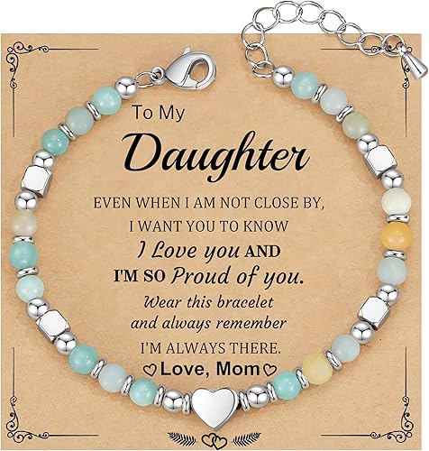 Christmas Gifts for Women, Stocking Stuffers for Teens Beaded Bracelets for Women Gifts for Mom Christmas Gift Mothers Day Gift for Grandma Daughter Bonus Mom Nature Stone Bead Bracelet Graduation Jewelry for Her 2026