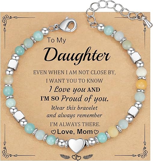 Christmas Gifts for Women, Stocking Stuffers for Teens Beaded Bracelets for Women Gifts for Mom Christmas Gift Mothers Day Gift for Grandma Daughter Bonus Mom Nature Stone Bead Bracelet Graduation Jewelry for Her 2026