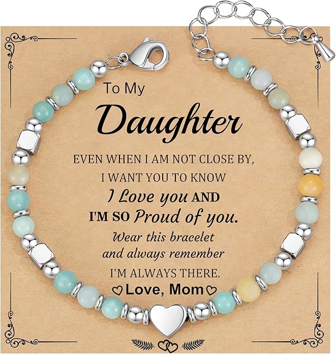 Christmas Gifts for Women, Stocking Stuffers for Teens Beaded Bracelets for Women Gifts for Mom Christmas Gift Mothers Day Gift for Grandma Daughter Bonus Mom Nature Stone Bead Bracelet Graduation Jewelry for Her 2026