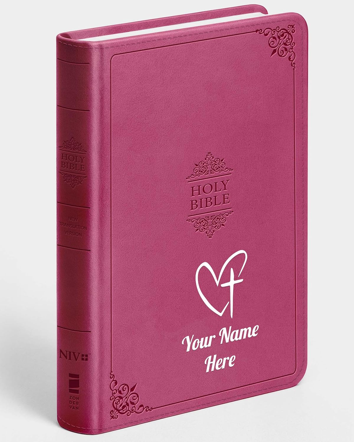 Personalized NIV Bible, Pink Leathersoft, Comfort Print Bible, Add Your Name
