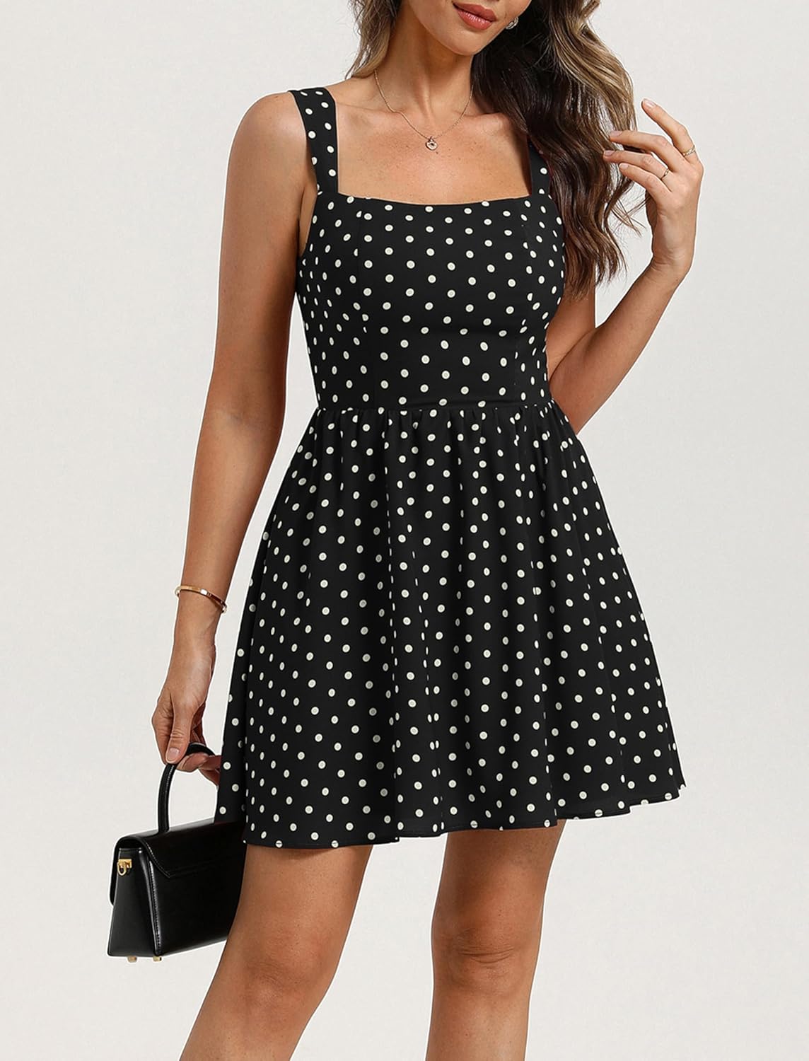Belle Poque Vintage Polka Dot Dress for Women 2026 Summer Mini Dresses Square Neck A Line Sleeveless Short Sundress - Image 2