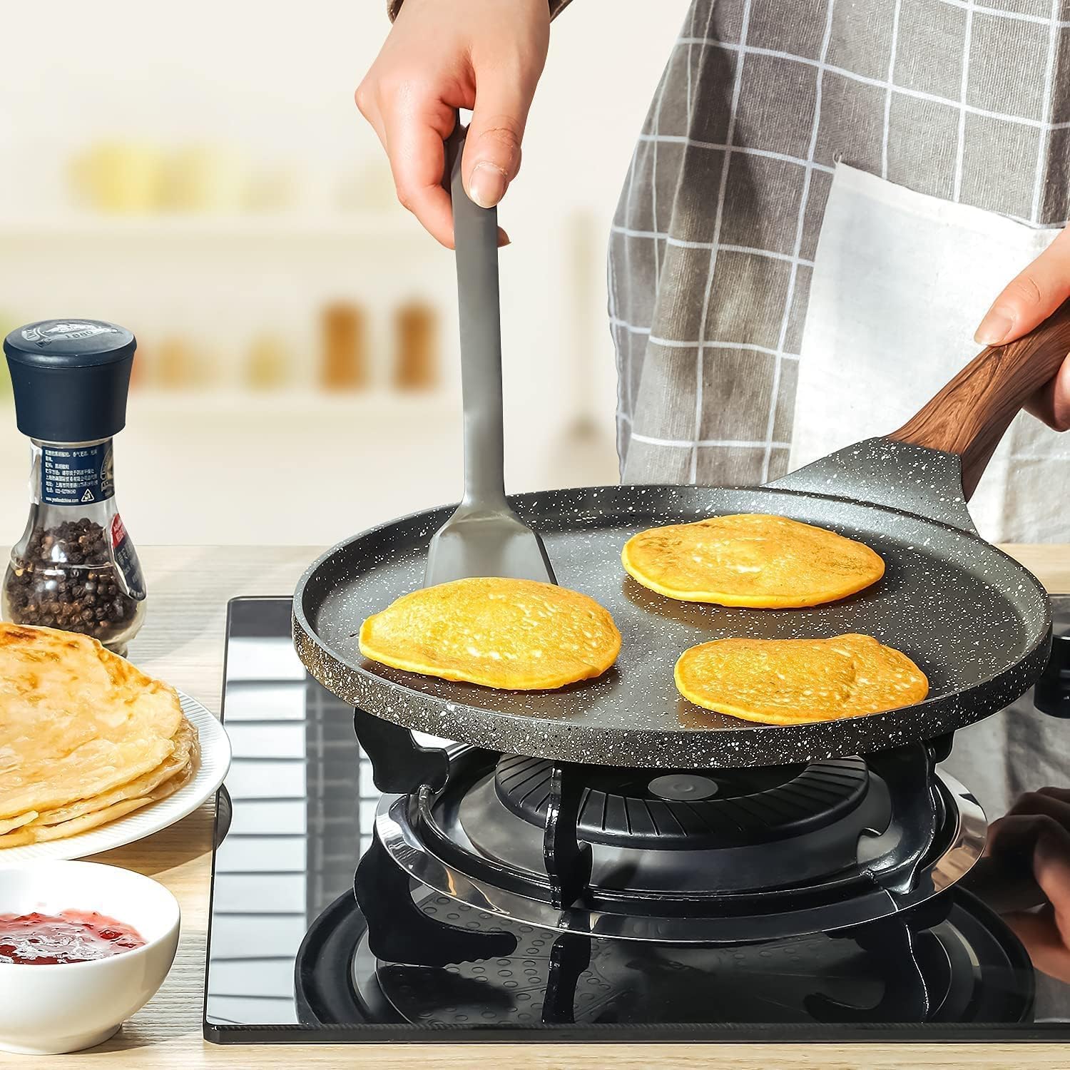 SENSARTE Sartén para Crepas Antiadherente, 26cm Sartén para Tortillas con Revestimiento de Granito Suizo, Mango de Baquelita, Apto para Todo Tipo de Cocinas Incluida Inducción