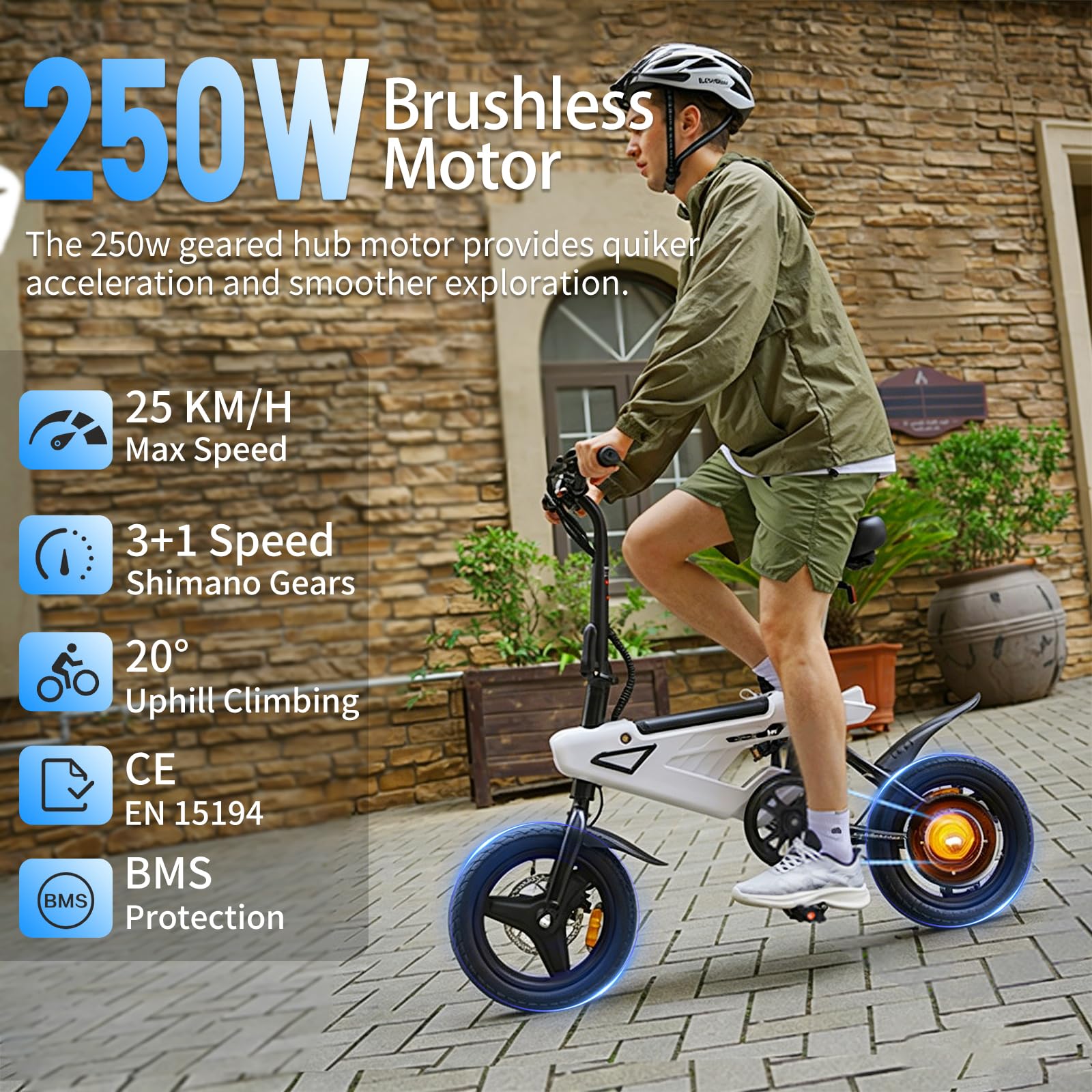 AVDL Bici Elettrica Pieghevole per Adulti, Batteria Rimovibile 36V 6,4Ah, Pneumatici 14" x 2,13, Doppi Freni a Disco e Sospensione Completa, per Pendolari Urbani, Uomo e Donna