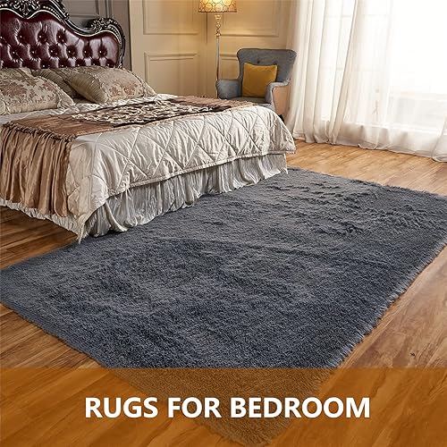 Miniatura 2 de Arbosofe Alfombras para sala de estar, alfombra de área para dormitorio, 9 x 12 pulgadas, color gris oscuro, alfombra grande para sala de juegos,