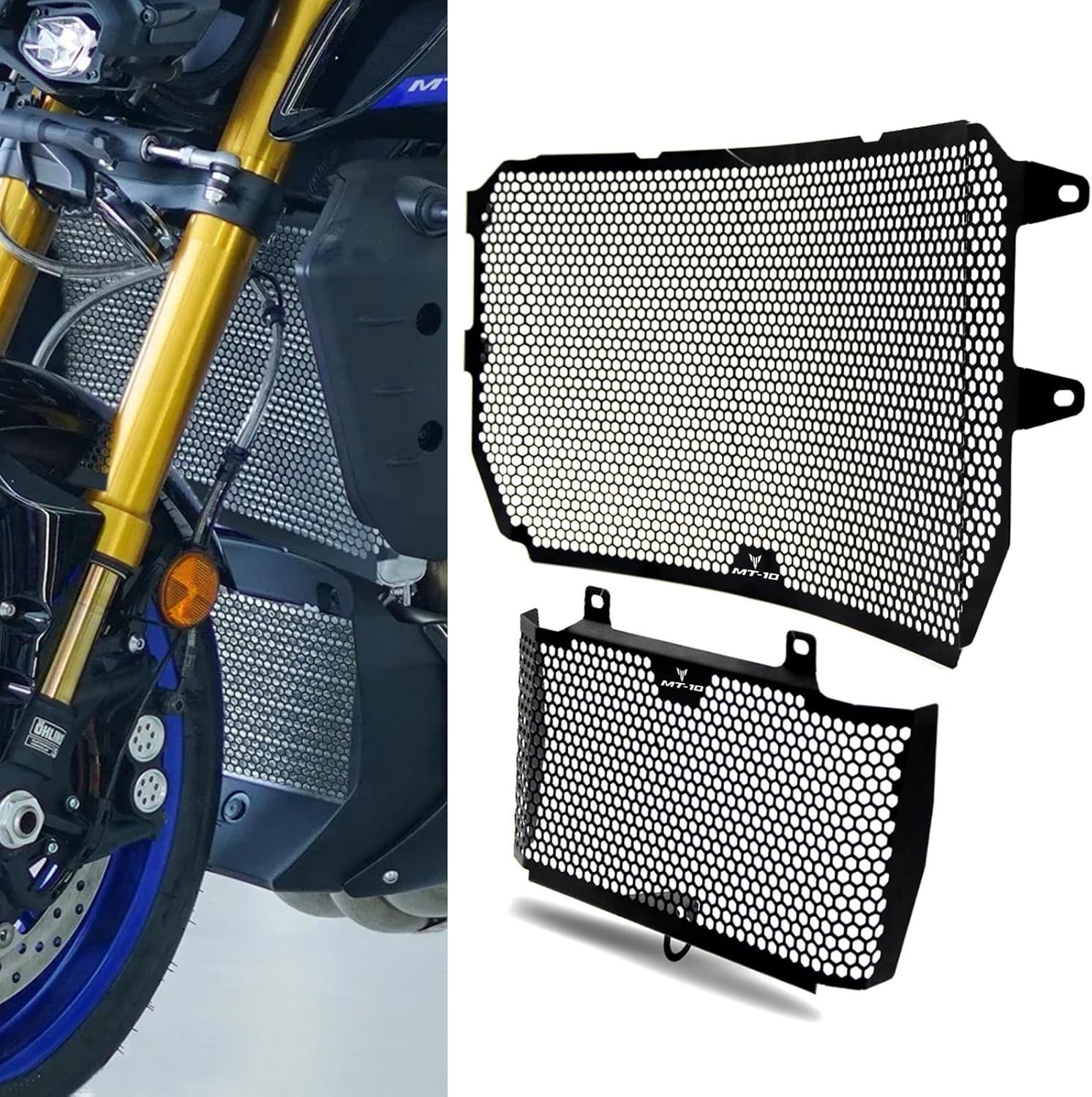 for MT-10 SP 2016-2025 Motorcycle Radiator Guard & Oil Guard Kit for YAM&-AHA MT10 SP FZ10 FZ-10 2016 2017 2018 2019 2020 2021 2022 2023 2024 2025 - Black